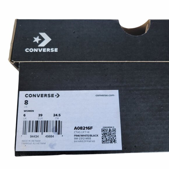 Converse Chuck Taylor Lift Hi Canvas Sz 9 Womens Shoes Sneakers Pink A08216F New - Picture 7 of 9